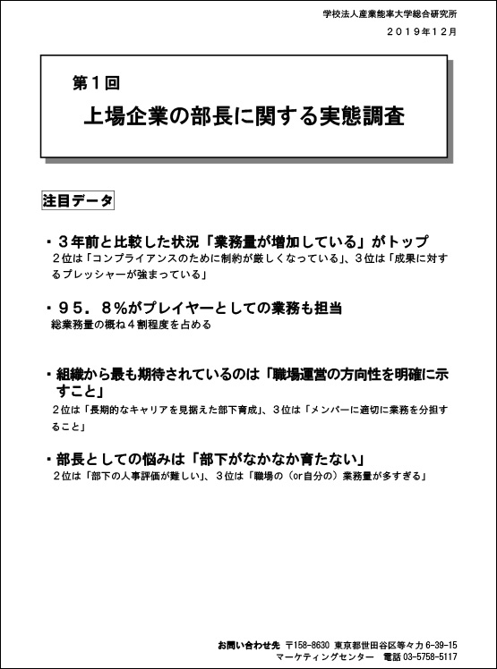 上場企業の、部長に関する実態調査