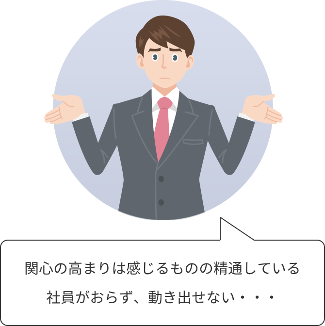 関心の高まりは感じるものの精通している社員がおらず、動き出せない・・・