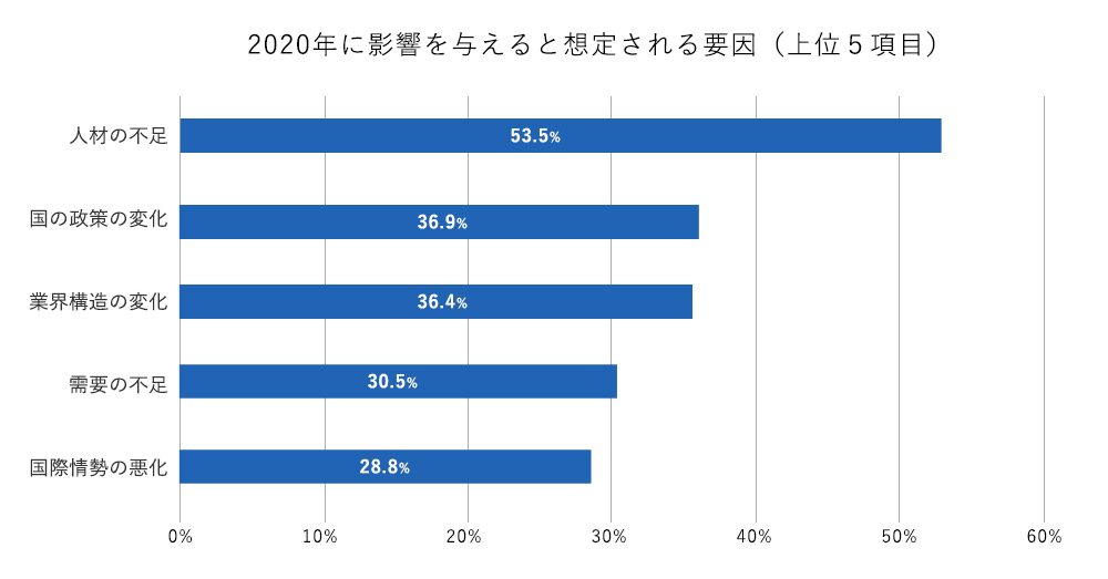 2020年に影響を与えると想定される要因（上位５項目）