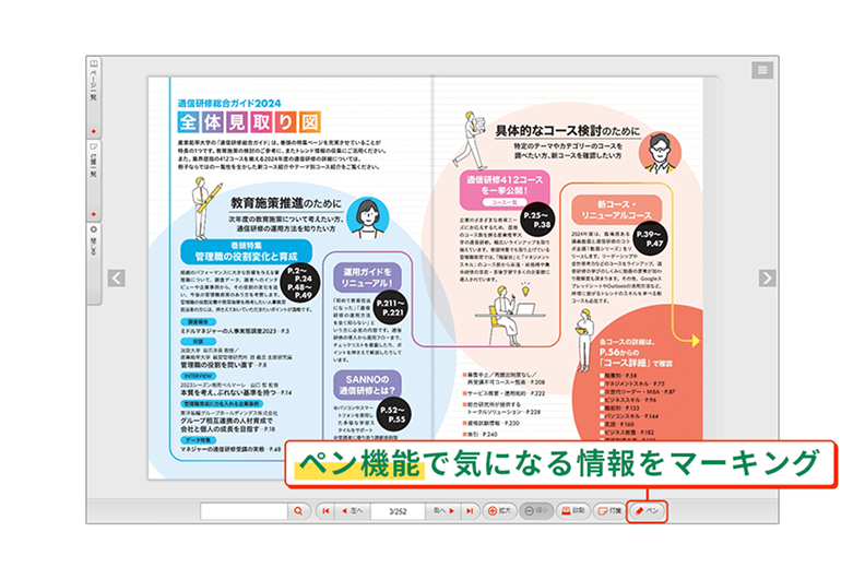 ペン機能で気になる情報をマーキング
