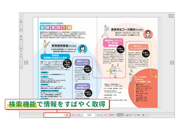 検索機能で情報をすばやく取得
