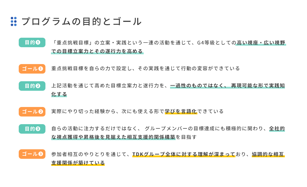 プログラムの目的とゴール